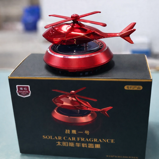 🚁 Solar-Powered Helicopter Car Air Freshener ✨ ⭐ Premium Bronze Finish | Dashboard Fragrance Diffuser 🌞