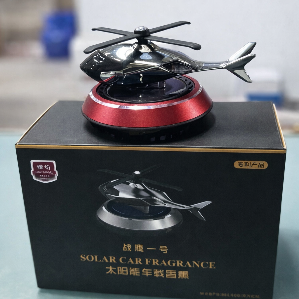 🚁 Solar-Powered Helicopter Car Air Freshener ✨   ⭐ Premium Bronze Finish | Dashboard Fragrance Diffuser 🌞