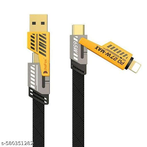 ⚡🔌 4-in-1 Fast Charging Cable – PD 27W Max | Type-C to Type-C, Type-C to Lightning, USB to Lightning & USB to Type-C | Nylon Braided Durable Cord | Universal Multi-Device Charging Cable for iPhone, Android & More 📱🚀