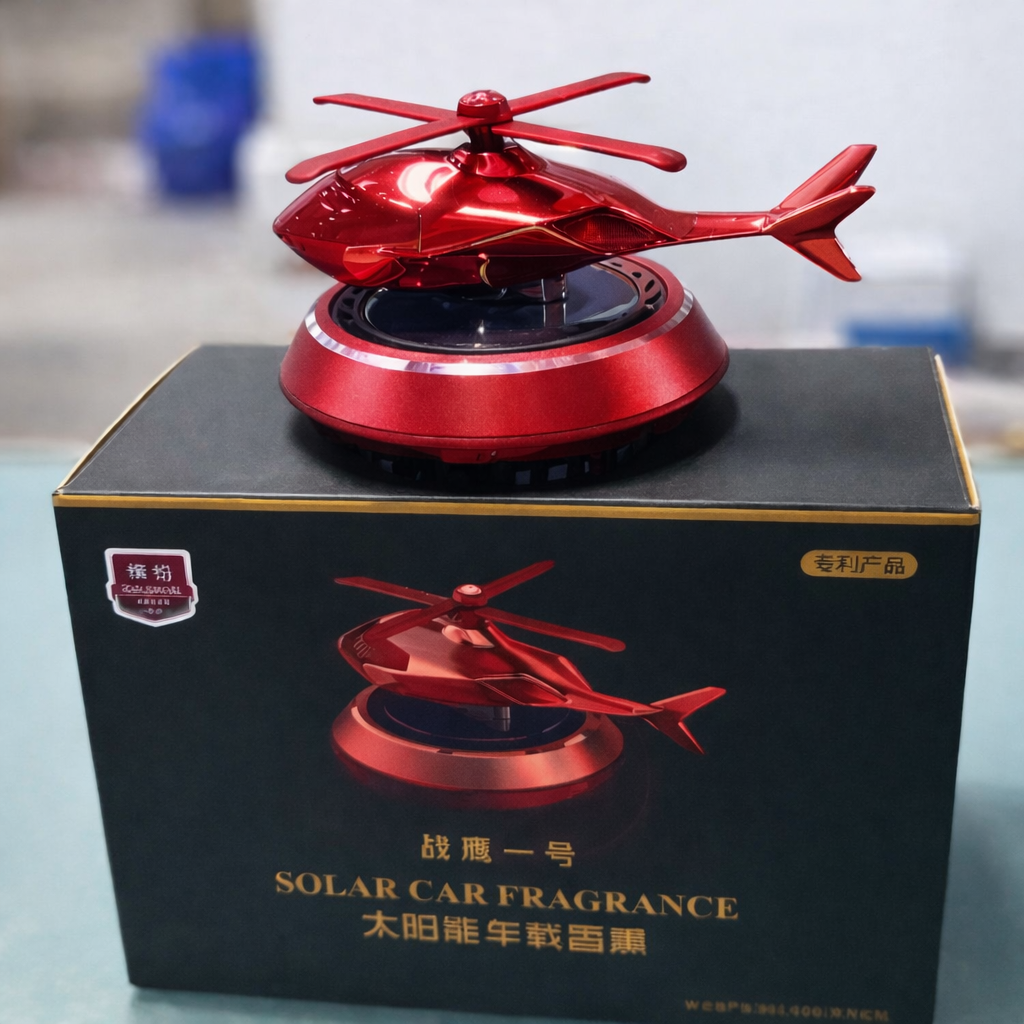 🚁 Solar-Powered Helicopter Car Air Freshener ✨   ⭐ Premium Bronze Finish | Dashboard Fragrance Diffuser 🌞
