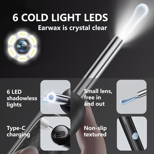 Earwax Cleaner With Camera | LED Flashlight Earwax Cleaner | Earwax cleaner tool kit with 1080P camera WIFI & LED Light | WIFI Camera Ear Cleaner Tool | Smart Visual Ear Cleaner | 360° Visual WIFI Camera Ear Cleaner | Earpick Cleaner With Camera