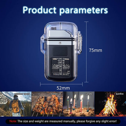 ⚡ Transparent Shell Double Arc Lighter + COB Flashlight | Waterproof & Windproof Survival Gear 🏕️