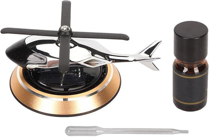 🚁 Solar-Powered Helicopter Car Air Freshener ✨   ⭐ Premium Bronze Finish | Dashboard Fragrance Diffuser 🌞