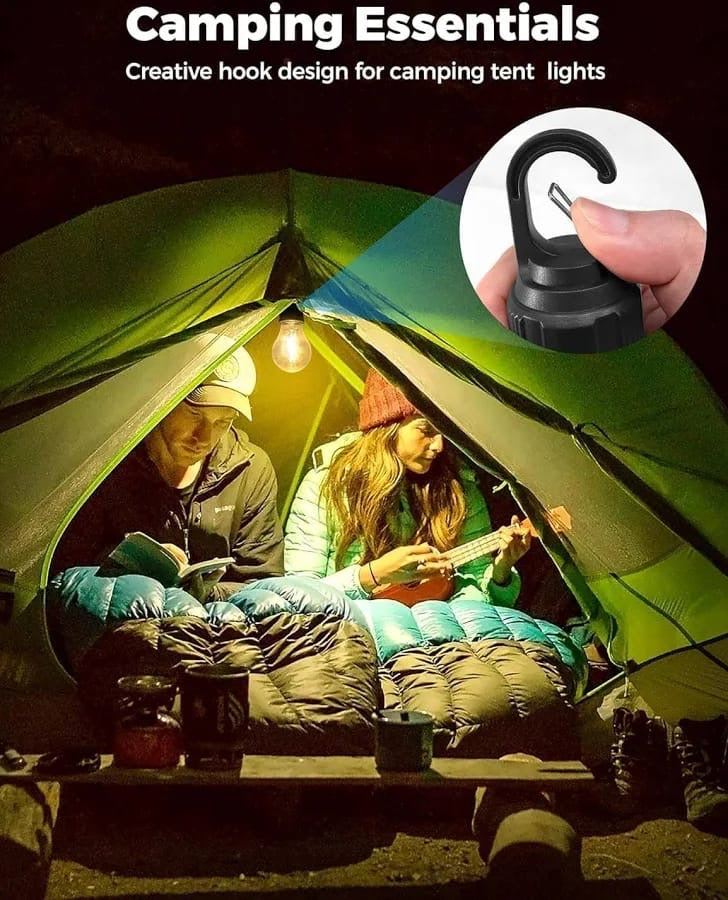 Rechargeable Camping Hanging Bulb, Waterproof LED Tent Light with USB Cable, 3 Modes Hanging Camping Lantern, Hanging Lamp for Hiking, Emergency