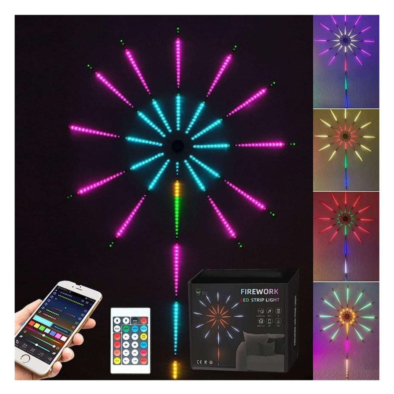 ✨🎆 Firework RGB LED Strip Light – Smart App & Remote Control Starburst Wall Decor 🎆✨